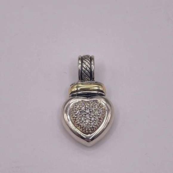 David Yurman 18k Yellow Gold Sterling Silver Heart Pendant - Picture 1 of 12